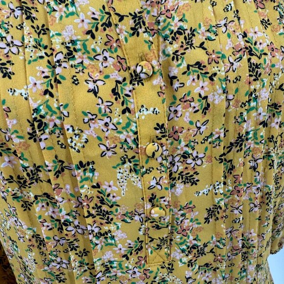Nanette Lepore Womens Floral Yellow Dress Size 10, 3/4 Sleeve Made In China - Picture 11 of 12